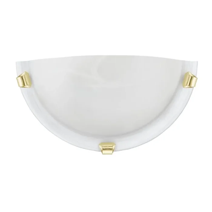 1 Light Wall Light, Alabaster With Brass Clips