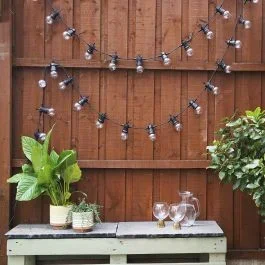 10 x Black IP44 5.7m LED Warm White Festoon Lights