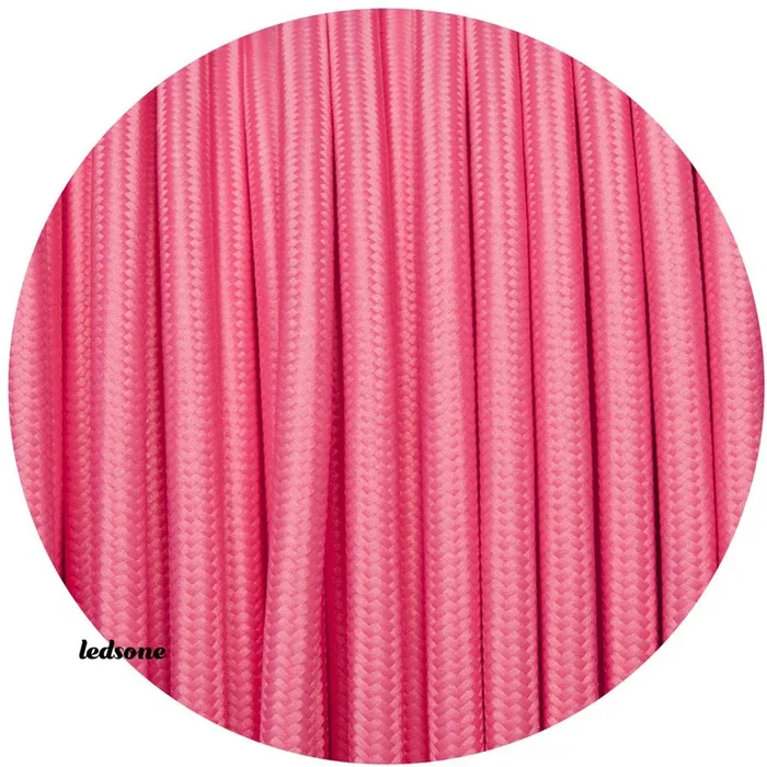 10m 3 core Round Rayon Vintage Braided Fabric Pink Cable Flex 0.75mm ~4631