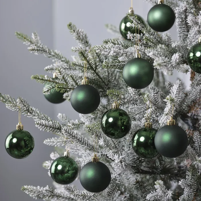 12 Pine Green Christmas Baubles
