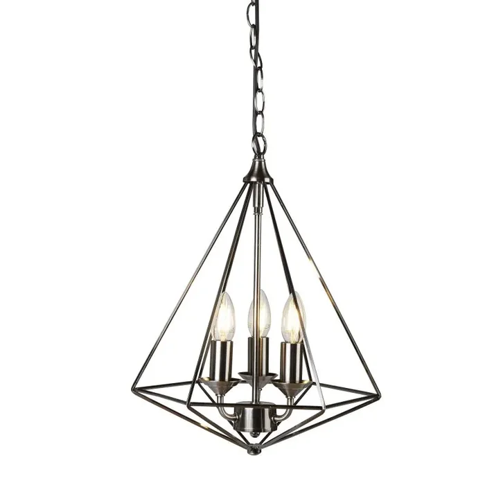 1443-3SI Cube 3 Light Pyramid Pendant, Antique Silver