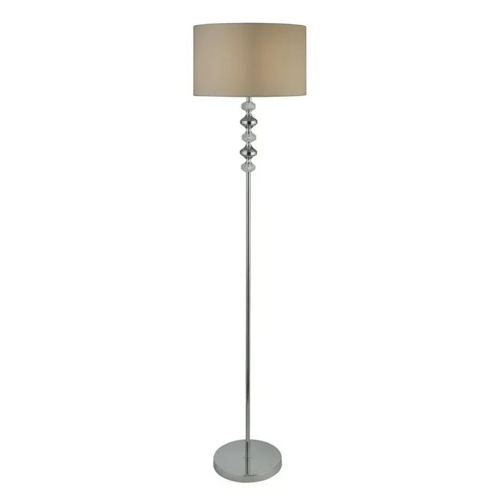 1655CC LARISSA 1LT FLOOR LAMP, CHROME AND ACRYLIC WITH GREY SHADE
