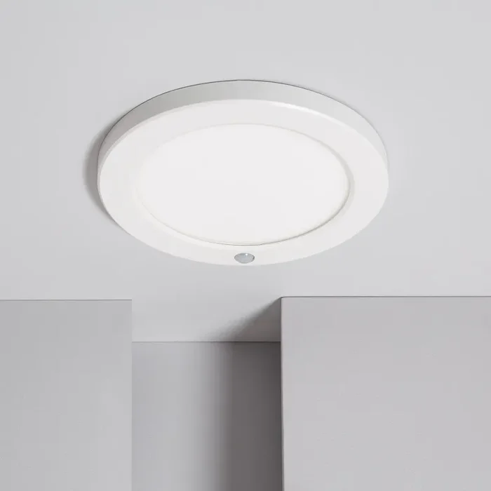 18W Round Selectable White LED Flush Ceiling Light Adjustable Cutout D75-205 mm and PIR Sensor