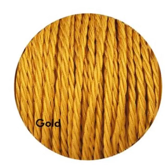 1m/2m/5m/10m Gold 2 Core Twisted Fabric 0.75mm Cable~1768