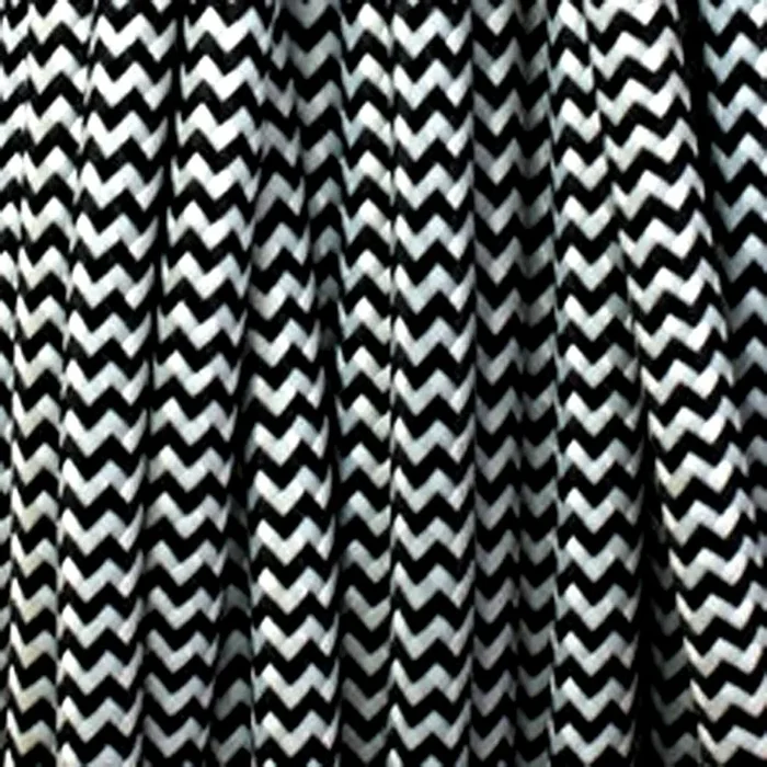 1M/5M/10M 3 core Round Vintage Braided Fabric Black and White Cable Flex 0.75mm~3186