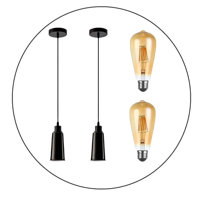 2 Pack Modern Ceramic Ceiling Pendant Light with FREE Bulbs Lampshade Vintage Hanging Light for Kitchen~2298