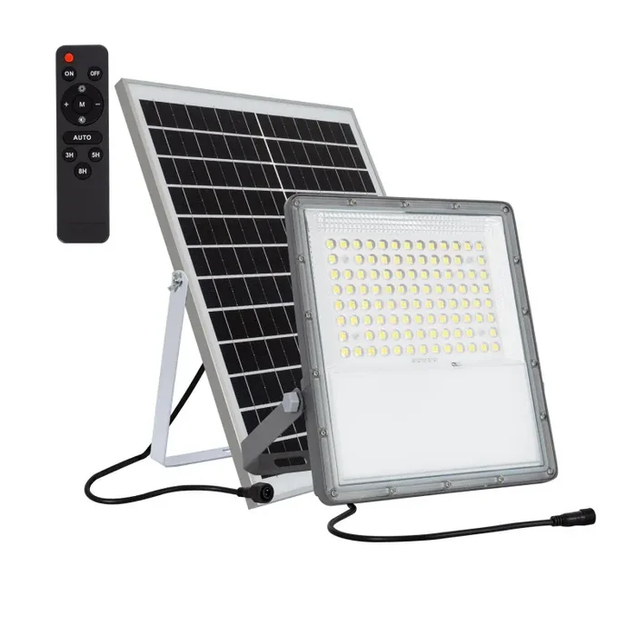 20W Solar Daylight LED Floodlight 2000lm IP65 with Remote Control – Grey
