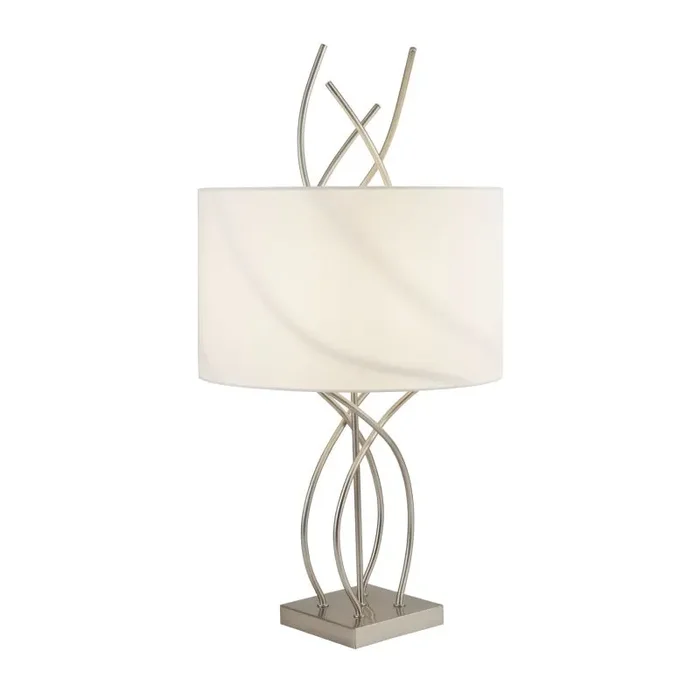 2314SS Flame Table Lamp With Ss Base And White Shade