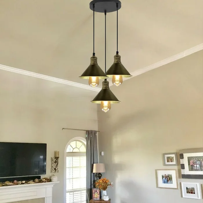 3 Head Pendant Light Chandeliers Industrial Metal Cage Wire Frame Loft Ceiling~1543