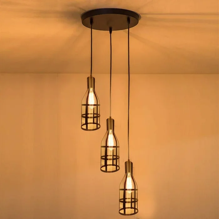 3-Heads Ceiling Pendant Cluster Light Fitting Lights E27 Socket Hanging Chandelier Light Industrial Ceiling Lamp~1290
