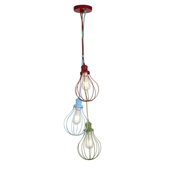 3 Light Kids Multi Drop Balloon Cage Pendant, Multi Colour