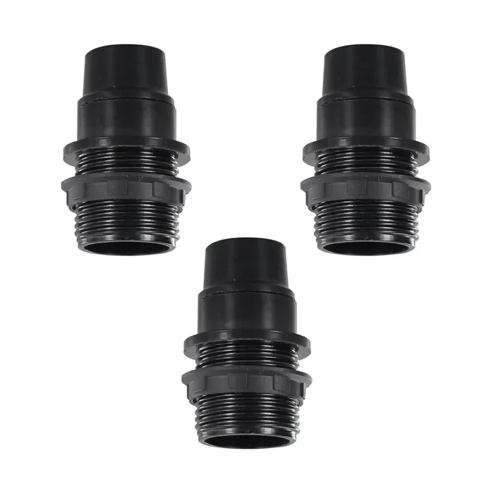 3 Pack E14 Socket Bulb Holder Edison Small Screw Black Plastic Lamp holder ~4358