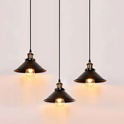 3 Pack Industrial Rustic Pendant Light Vintage Metal Lampshade Ceiling Lamp ~3567