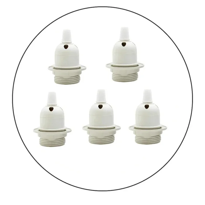 5 Pack E27 Edison Screw Pendant Light holder with Ring – White ~2305