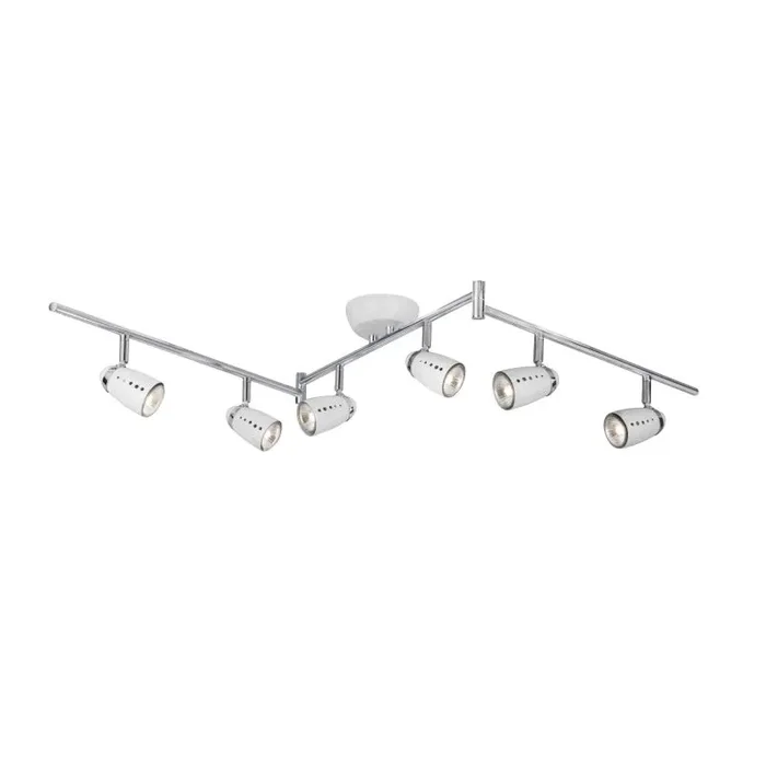 5766WH Pluto 6 Light White/Chrome Egg – Split Bar Spot