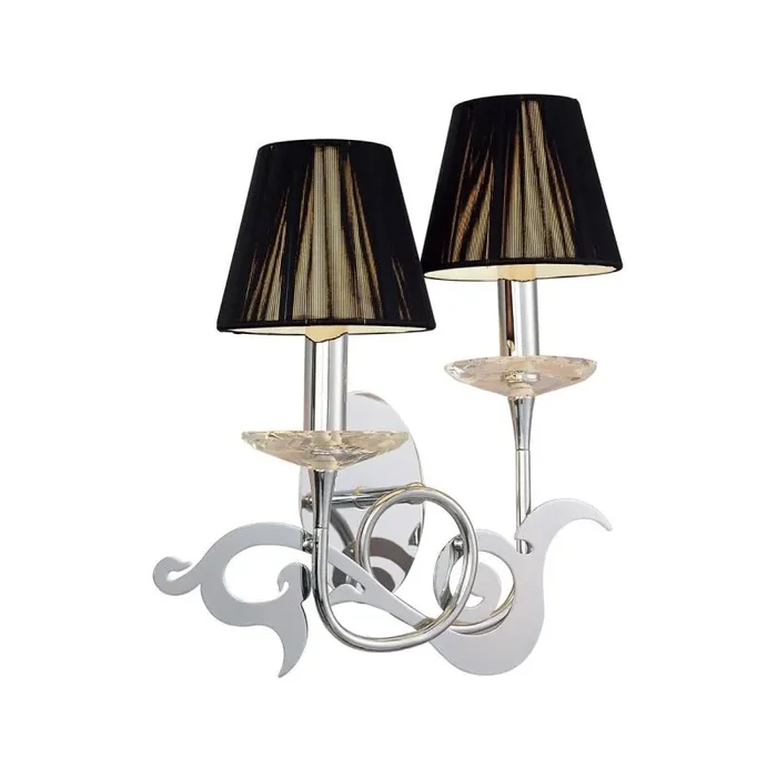 Acanto Wall Lamp Switched 2 Light E14, Polished Chrome With Black Shades