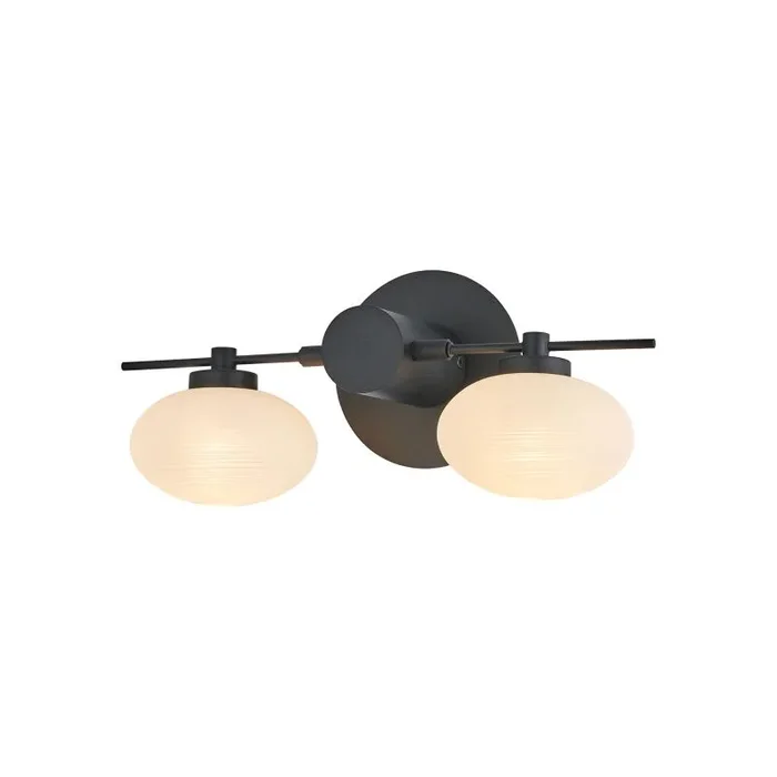 Addie Wall Lamp, 2 Light G9, Satin Black/Opal A Glass
