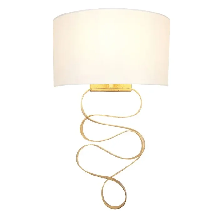 Afflitto 1 Light E27 Dimmable Wall Light Gold With Ivory Shade