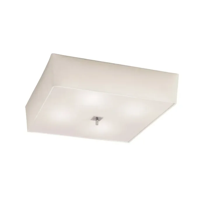 Akira Square Ceiling 4 Light E27, Polished Chrome/Frosted Glass With Cream Shade