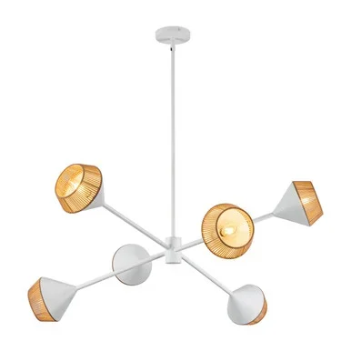 Alora Daphne Six Light Chandelier in White/Brown Cotton Rope – CH633638WHBR