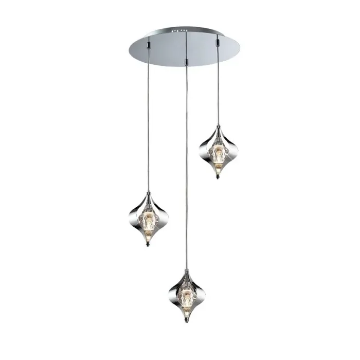 Amano 40cm Pendant Round 3 Light G9 Polished Chrome/Crystal