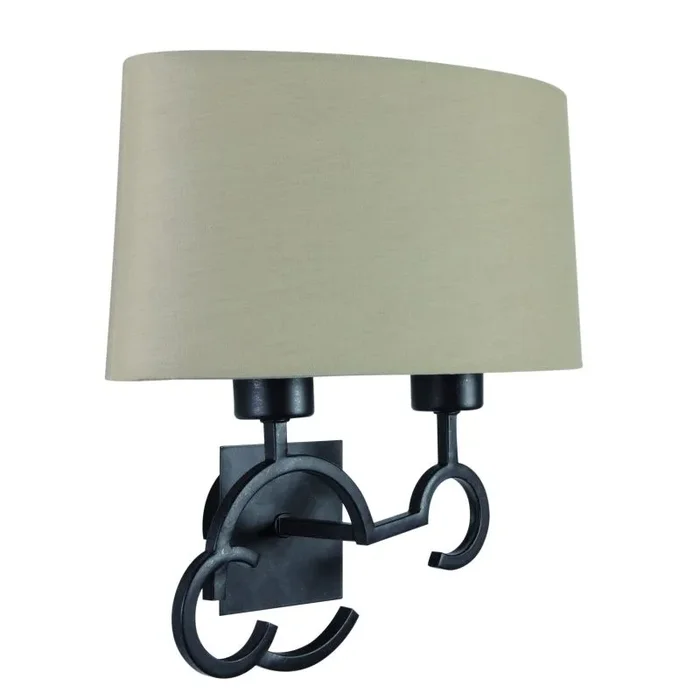 Argi Wall Lamp 2 Light E27 With Taupe Shade Brown Oxide