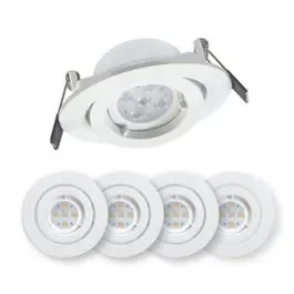Arlec GU10 IP20 Tilt Downlight – 3000k – White – Multipack 4x