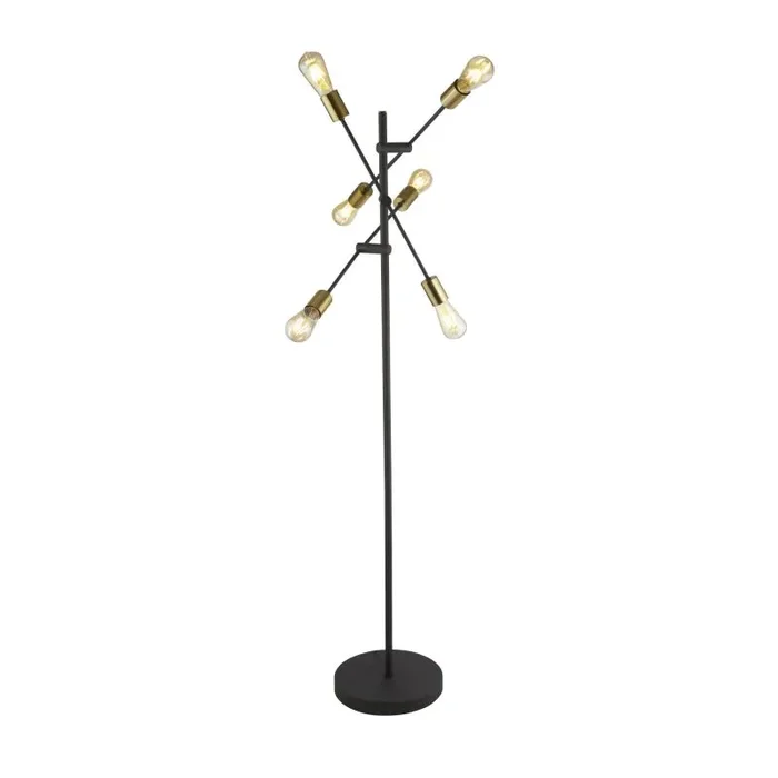 Armstrong 6 Light Floor Lamp Black And Satin Brass