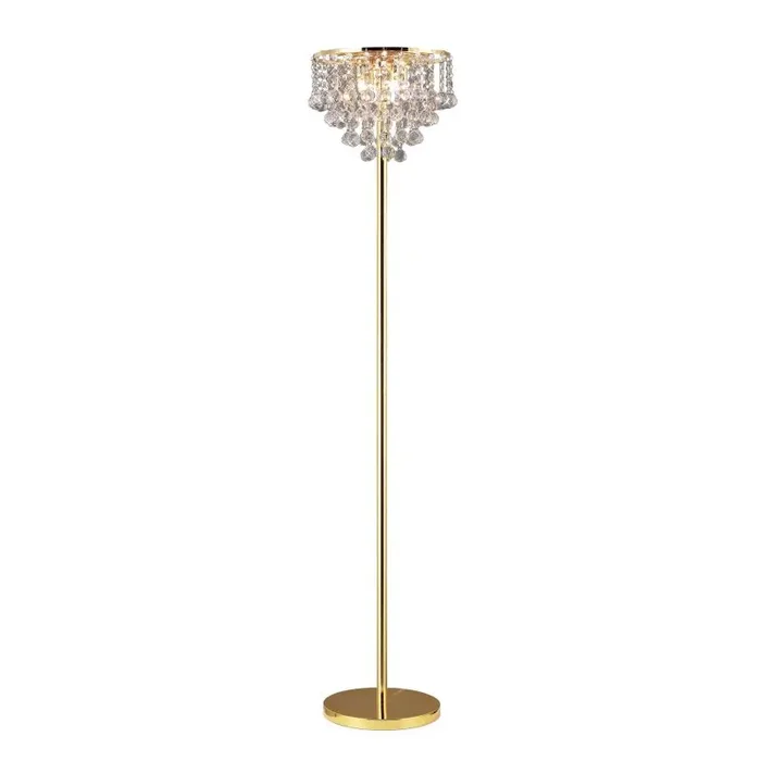 Atla Floor Lamp 4 Light G9 French Gold/Crystal, Inline Foot Switch