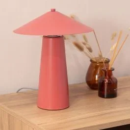 Axel Metal Table Lamp with Tapered Shade in Coral