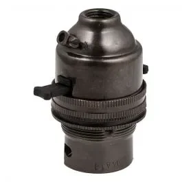 B22 Brass Lampholder 10mm Thread Pushbar Switched – Bronze