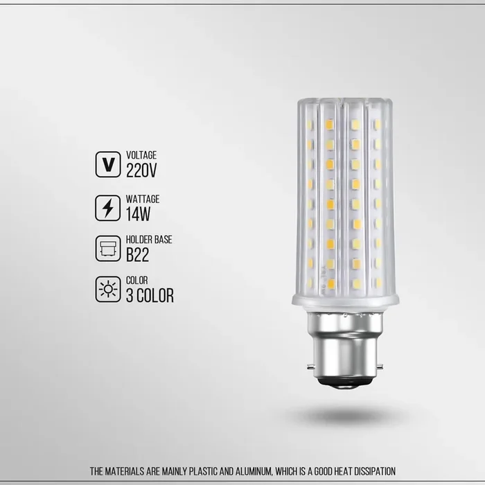B22 LED Bulb No Flicker 220V 14W Flicker corn Bulb – Pack Available ~5334