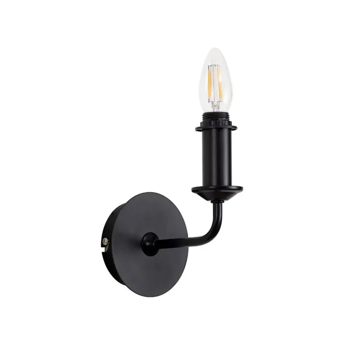 Banyan 1 Light Switched Wall Lamp Without Shade, E14 Matt Black