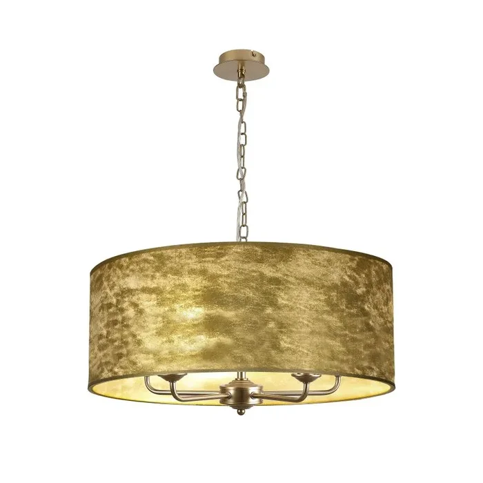 Banyan 5 Light Multi Arm Pendant With 60cm x 22cm Gold Leaf Shade Champagne Gold/Gold Leaf