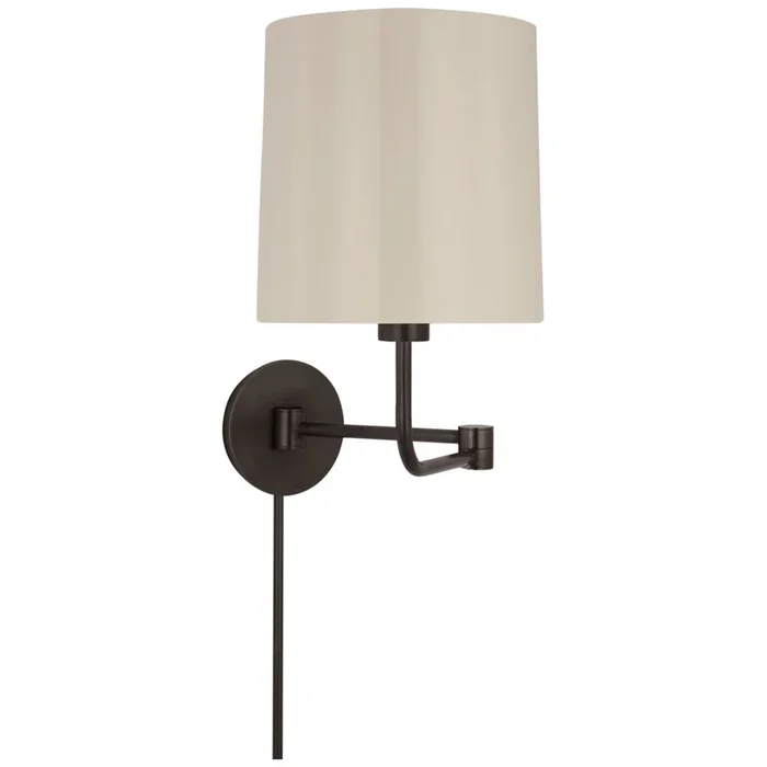 Barbara Barry Go Lightly Swing Arm Wall Light in Bronze with China White Shade W8.75″ x H15.75″BBL 2095BZ-CW