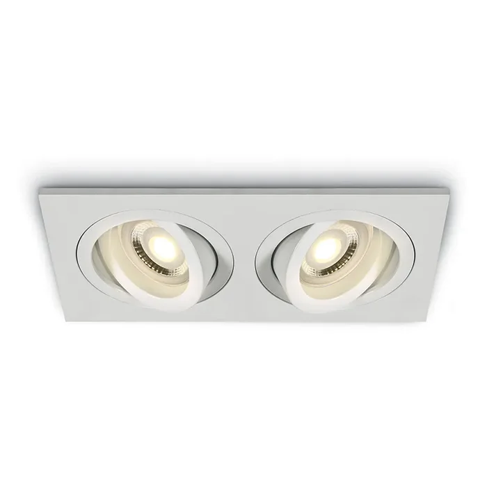 Bay Rectangle Adjustable Twin Downlight – White