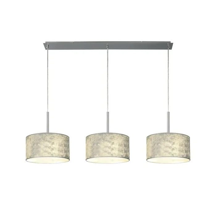 Baymont Polished Chrome 3 Light E27 Linear Pendant With 30cm x 17cm Silver Leaf Shade 3m