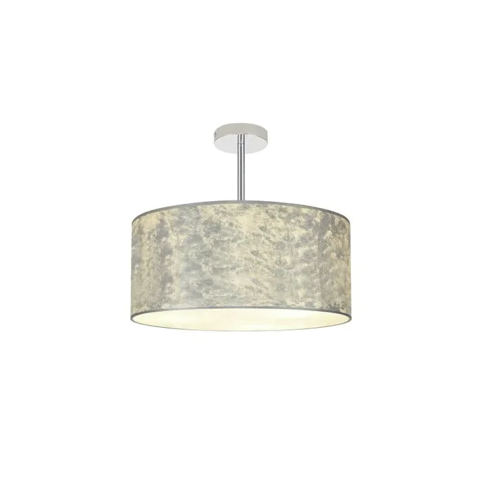 Baymont Polished Chrome 3 Light E27 Semi Flush Fixture With 50cm x 20cm Silver Leaf Shade