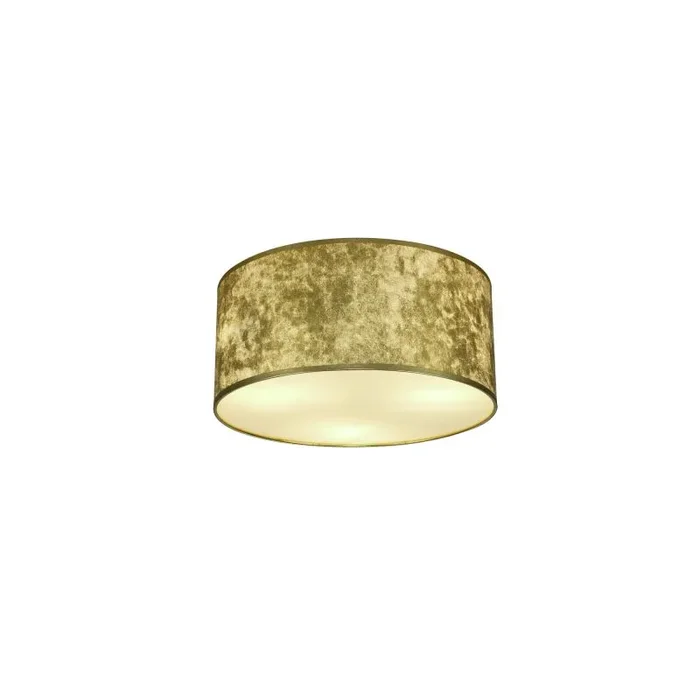 Baymont White 3 Light E27 Universal Flush Ceiling Fixture With 40cm x 18cm Gold Leaf With White Lining Shade & Frosted Acrylic Diffuser