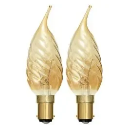 BELL 00897 – 40W 240V SBC B15 Twisted Bent Tip Candelux Gold Candle Twin Pack