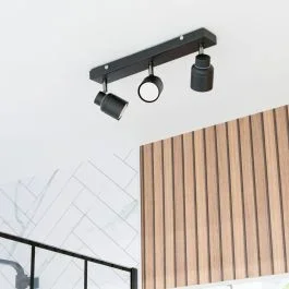 Benton IP44 Matte Black 3-Way Bar Ceiling Spotlight