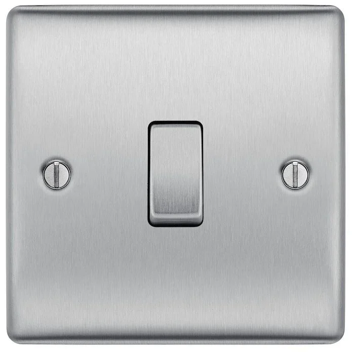 BG Nexus Metal Brushed Steel Light Switch 1G 2W NBS12