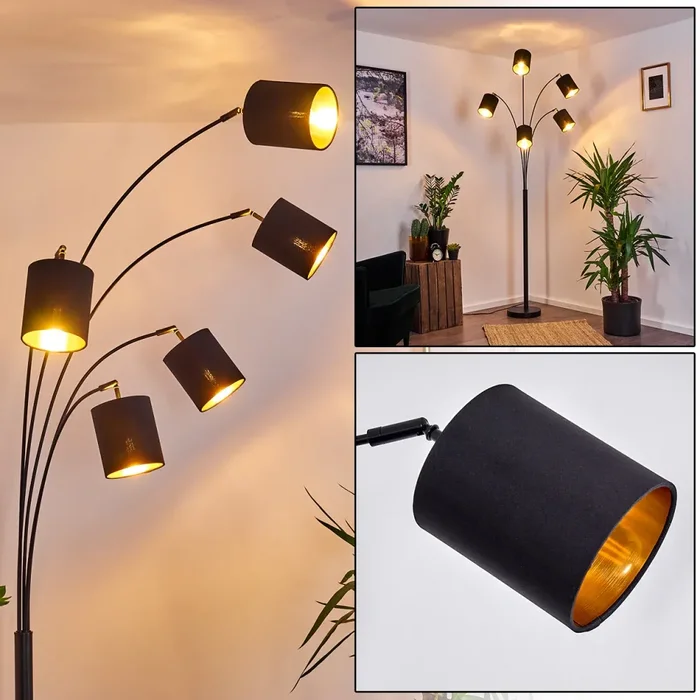 BHUTAN Floor Lamp black, 5-light sources