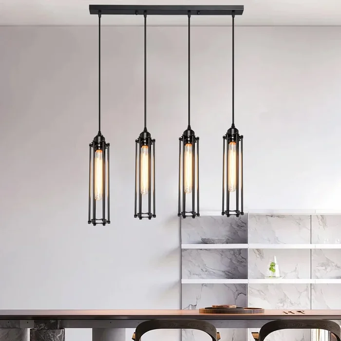 Black 4 Light Cage Ceiling Light ~1495