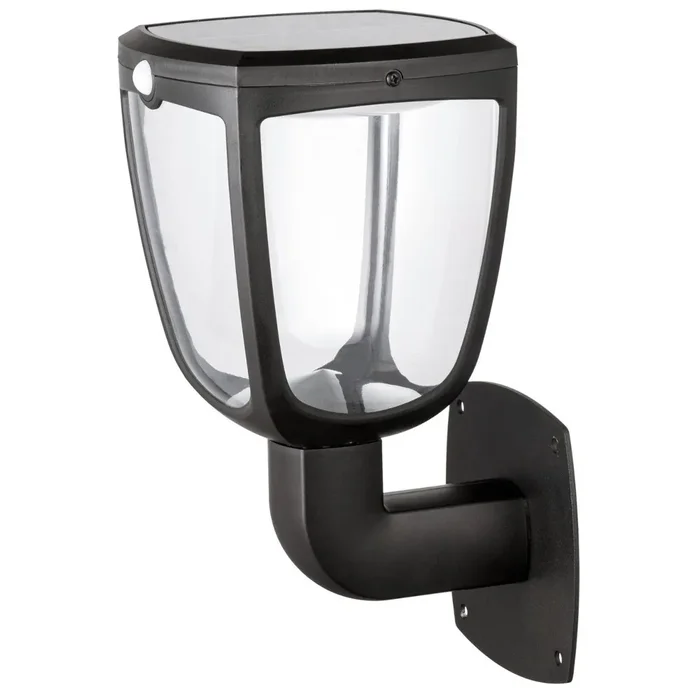 Black Solar Wall Lantern 345lm Cool White with PIR and Daylight sensor