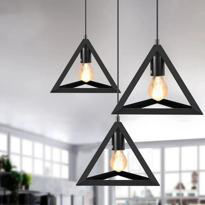 Black triangle metal wire frame lamp Light wire cage Lampshade~1175