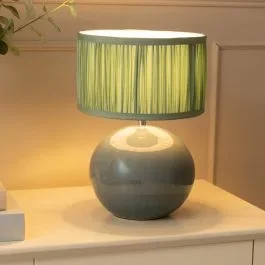 Bosco Eucalyptus Table Lamp with Sage Green Pleated Shade