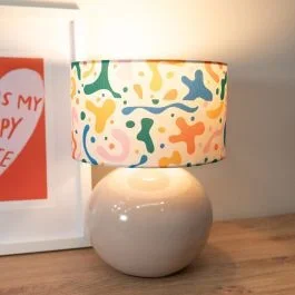 Bosco Stone Ceramic Table Lamp with Abstract Shapes Shade