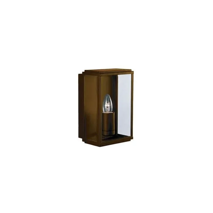 Box 1 Light E27 Outdoor IP44 Wall Light Rustic Brown With Glass
