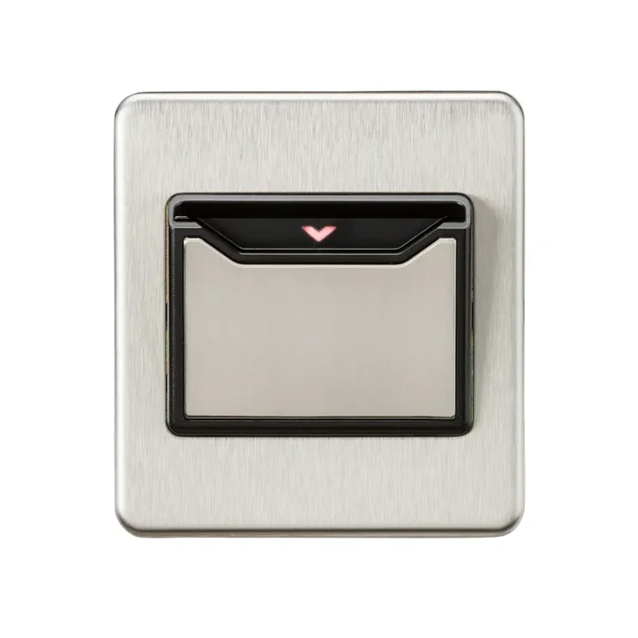 Brushed Chrome Screwless 32A 1G Key Card Switch